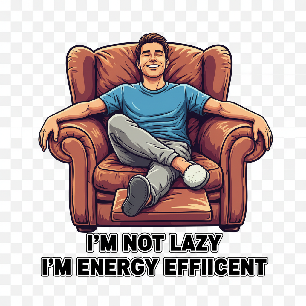 I'm Not Lazy I'm Energy Efficient male t-shirt design