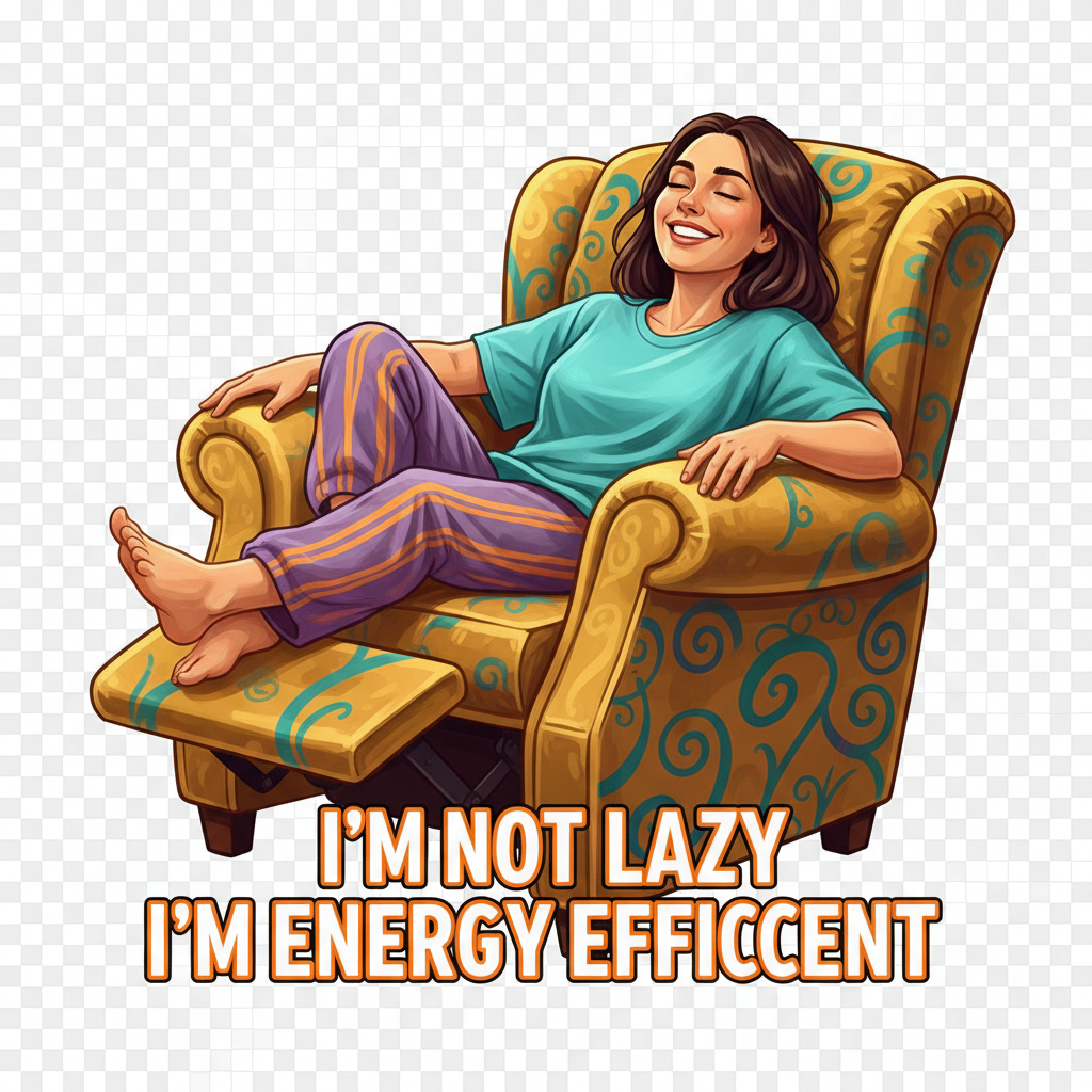 I'm Not Lazy I'm Energy Efficient female t-shirt design