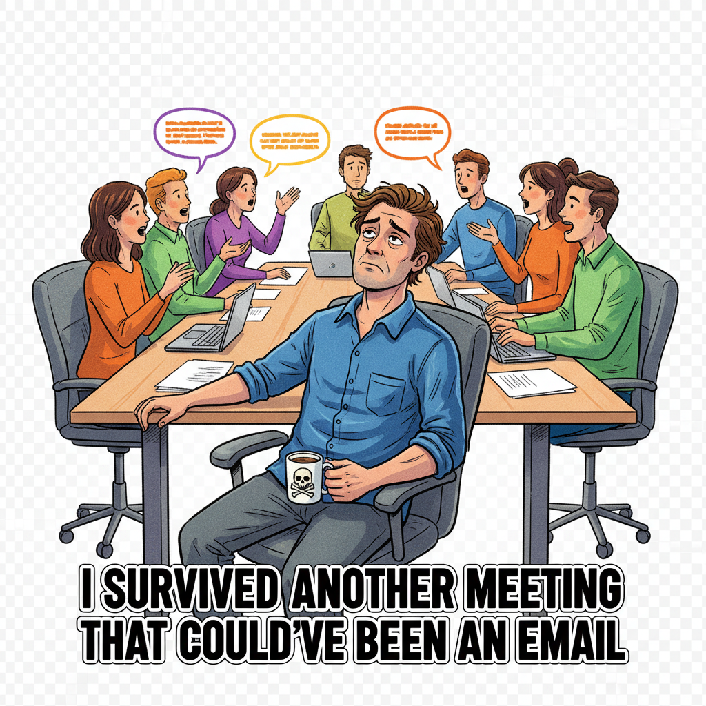 I Survived Another Meeting That Could've Been An Email male t-shirt design