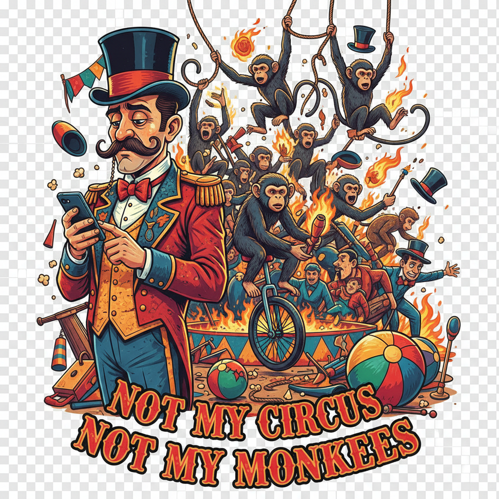 Not My Circus Not My Monkeys male t-shirt design