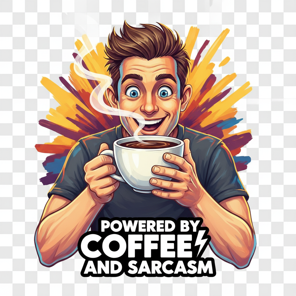 Powered By Coffee And Sarcasm male t-shirt design